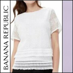 NEW! BANANA REPUBLIC Lilac Short Sleeve Mesh Blouse Top Lg.